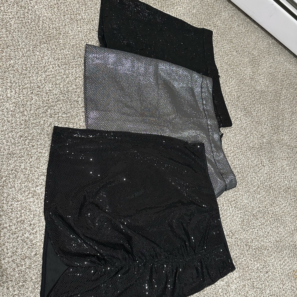 Set of Three Sequin Mini Skirts - Black and Silver H&M